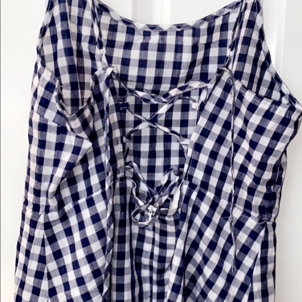 Gingham Lace up Dress - Picture 2 of 3